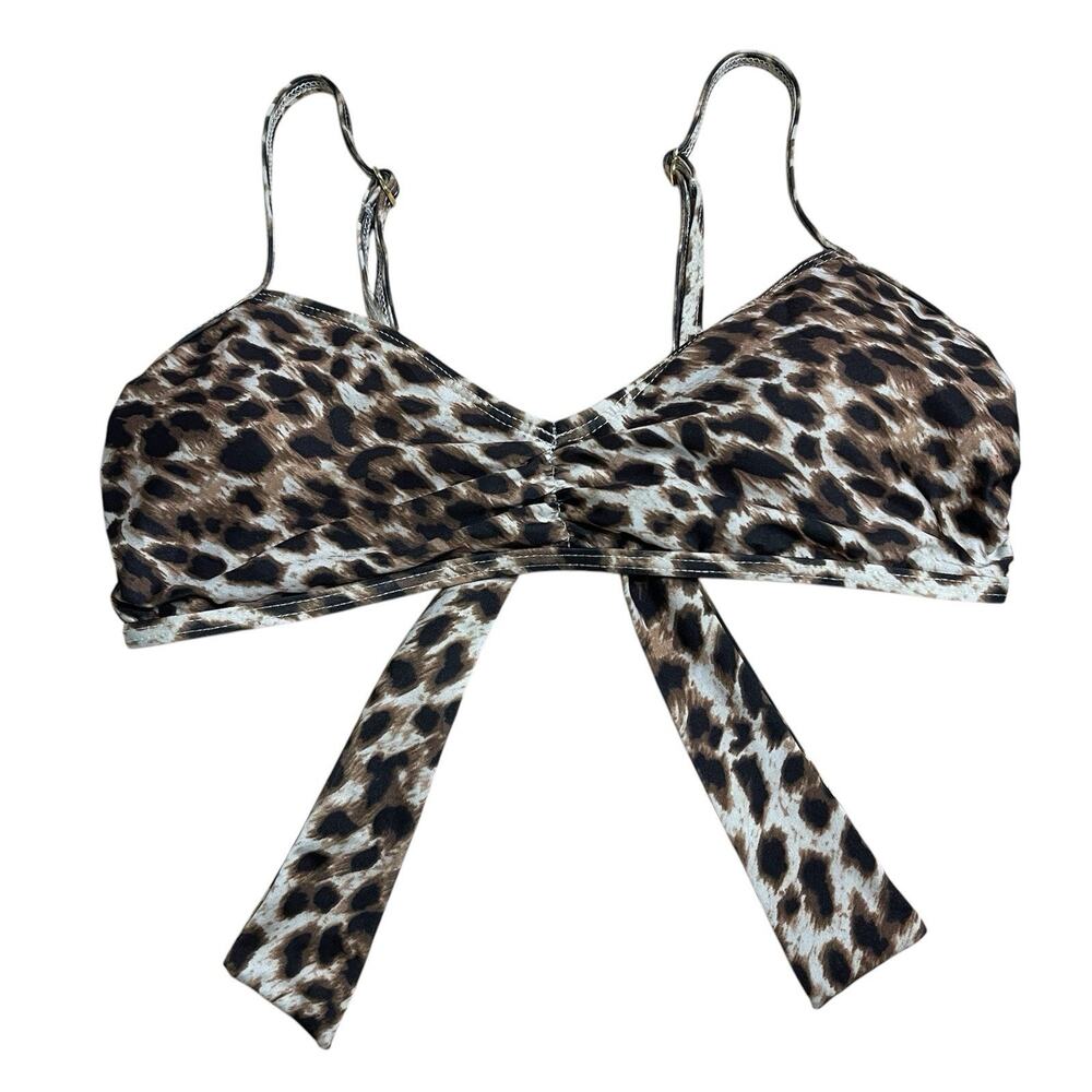 Gianni Bini Leopard Animal Print Bikini Top Size M Padded Retro Costume NWOT